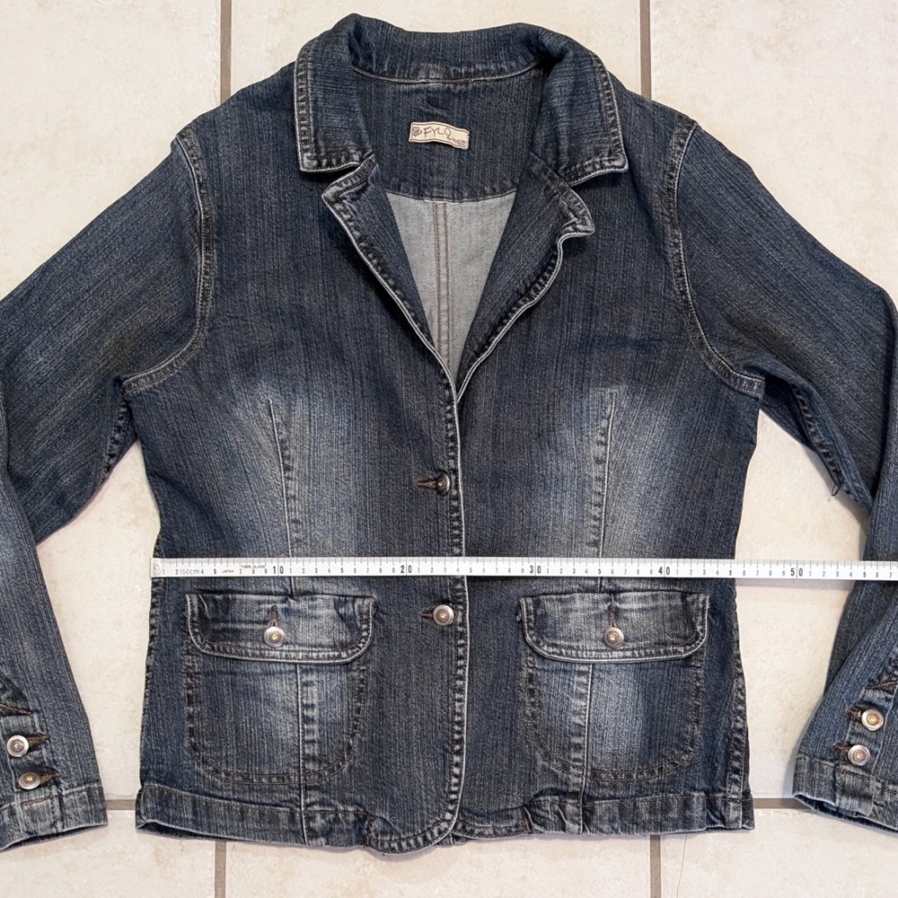 Size L Authentic Y2K Vintage Fylo Whimsigoth Denim Button Up Coat Bohemian Fairy - Picture 7 of 15